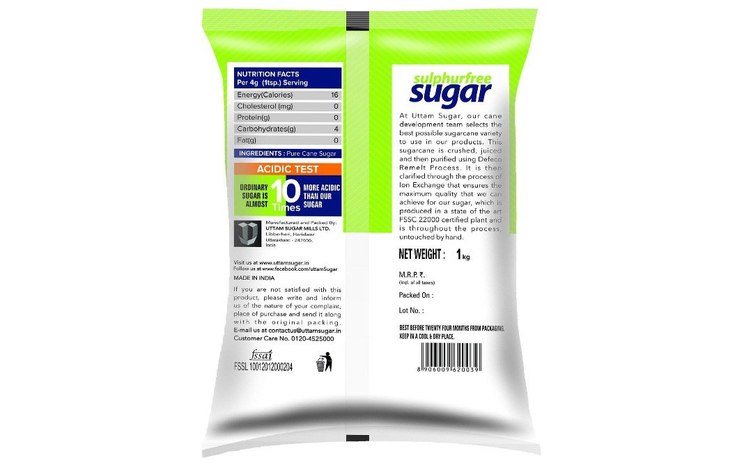 Uttam Sugar Sulphurless Sugar    Pack  1 kilogram